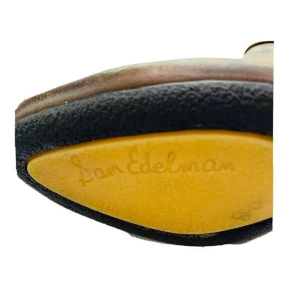 Sam Edelman Maddox Leather Booties Cone Heel 7.5 Ankle Side Zip Buckle Booties - Picture 8 of 9